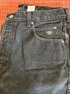 Harley-Davidson Black Men's Black Jeans with Trademark Patch